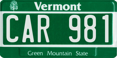 VT license plate CAR981