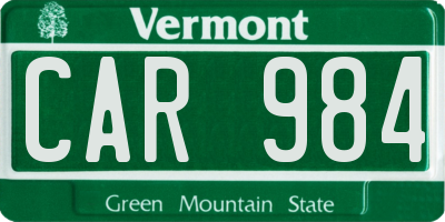 VT license plate CAR984
