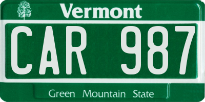 VT license plate CAR987