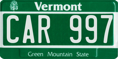 VT license plate CAR997