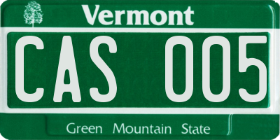 VT license plate CAS005