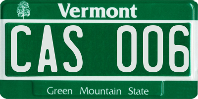 VT license plate CAS006