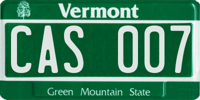 VT license plate CAS007