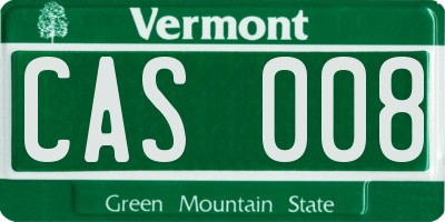 VT license plate CAS008