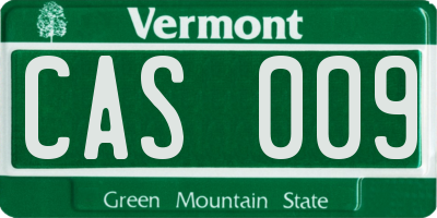 VT license plate CAS009