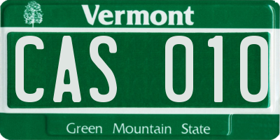 VT license plate CAS010