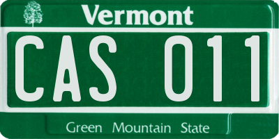 VT license plate CAS011