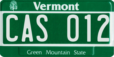 VT license plate CAS012