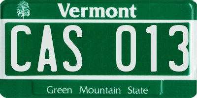 VT license plate CAS013