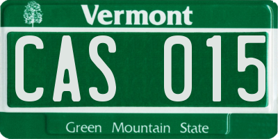 VT license plate CAS015