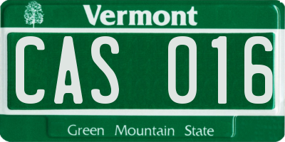 VT license plate CAS016