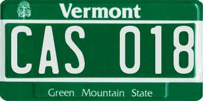 VT license plate CAS018