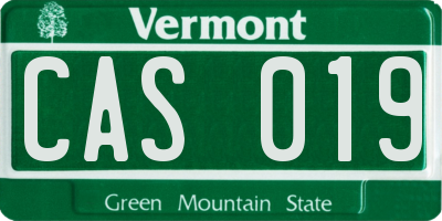 VT license plate CAS019