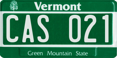 VT license plate CAS021