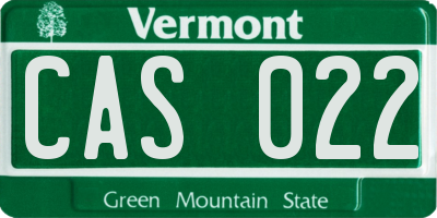 VT license plate CAS022