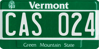 VT license plate CAS024