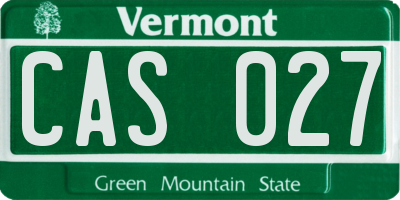 VT license plate CAS027