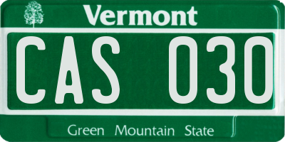 VT license plate CAS030