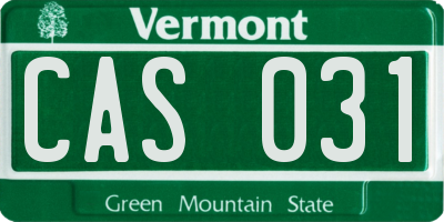 VT license plate CAS031