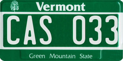 VT license plate CAS033