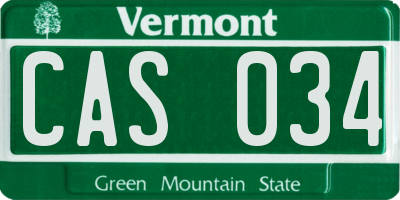 VT license plate CAS034