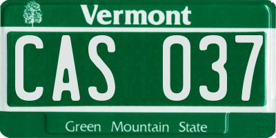 VT license plate CAS037