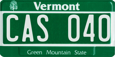VT license plate CAS040