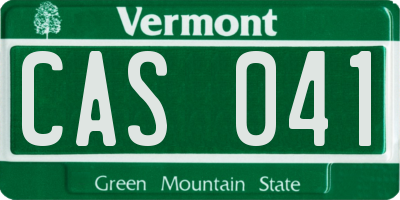 VT license plate CAS041