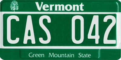 VT license plate CAS042