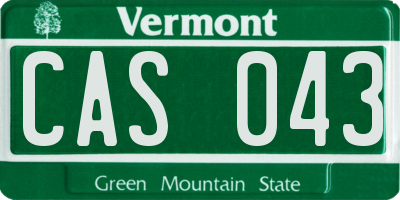 VT license plate CAS043
