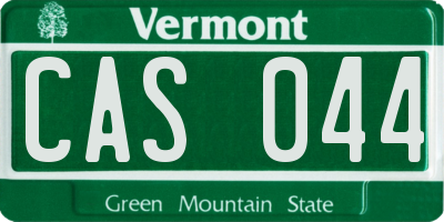 VT license plate CAS044