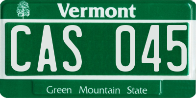 VT license plate CAS045