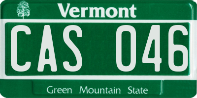 VT license plate CAS046