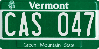 VT license plate CAS047
