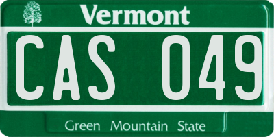 VT license plate CAS049