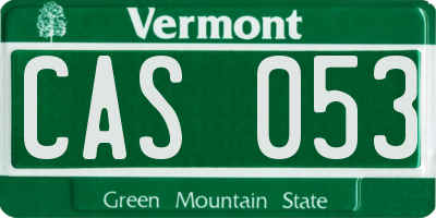 VT license plate CAS053