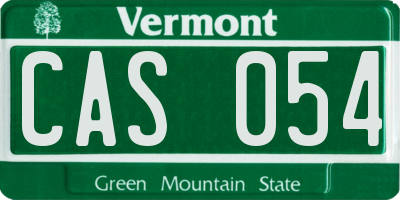 VT license plate CAS054