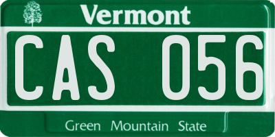 VT license plate CAS056