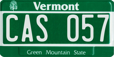 VT license plate CAS057