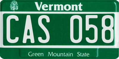 VT license plate CAS058