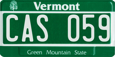 VT license plate CAS059