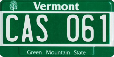 VT license plate CAS061