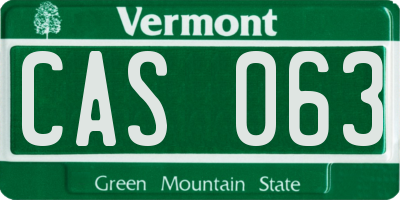 VT license plate CAS063