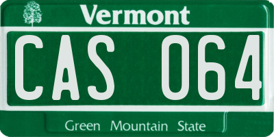 VT license plate CAS064