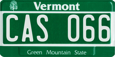 VT license plate CAS066
