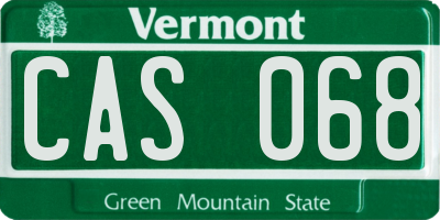 VT license plate CAS068
