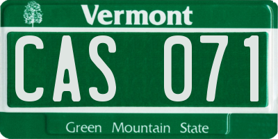 VT license plate CAS071