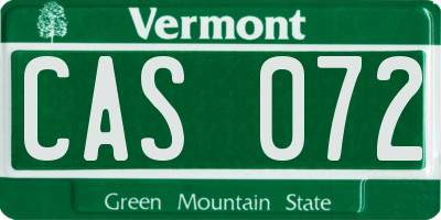 VT license plate CAS072