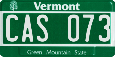 VT license plate CAS073