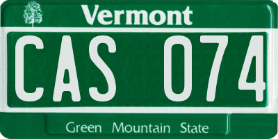 VT license plate CAS074